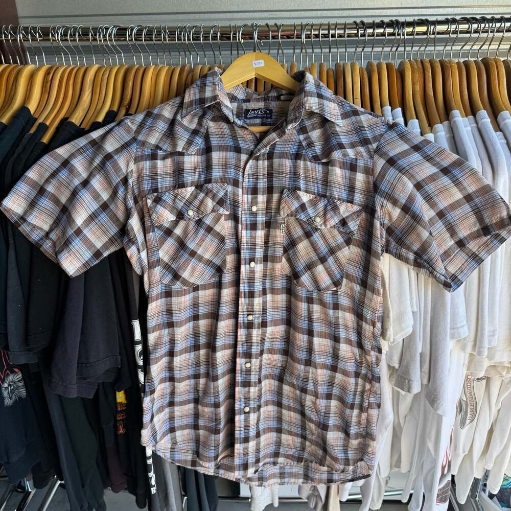 60s True Vintage Levi's Short Sleeve Western Button-up Plaid Shirt
